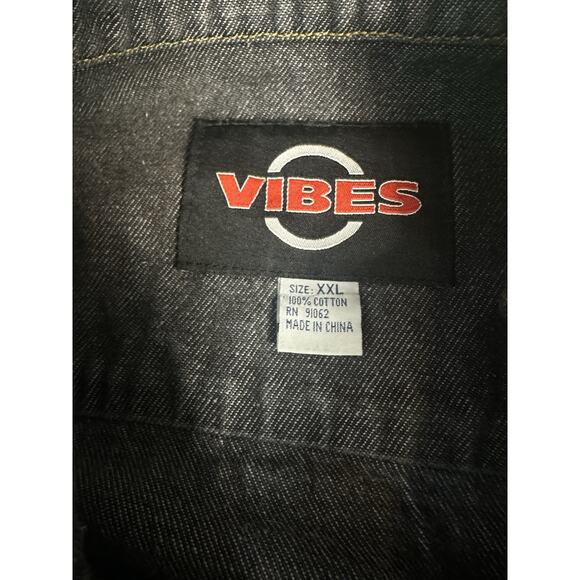 Vintage Y2K Vibes Black Blue Denim Button Up Jacket XXL - Picture 4 of 6